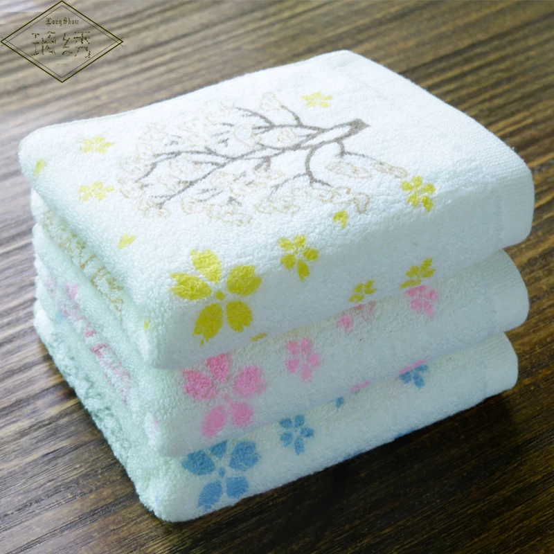 

1Lot 2pcs 32x73cm Pure Cotton Cute Tree Patterns Bath Room Hand Face Towels