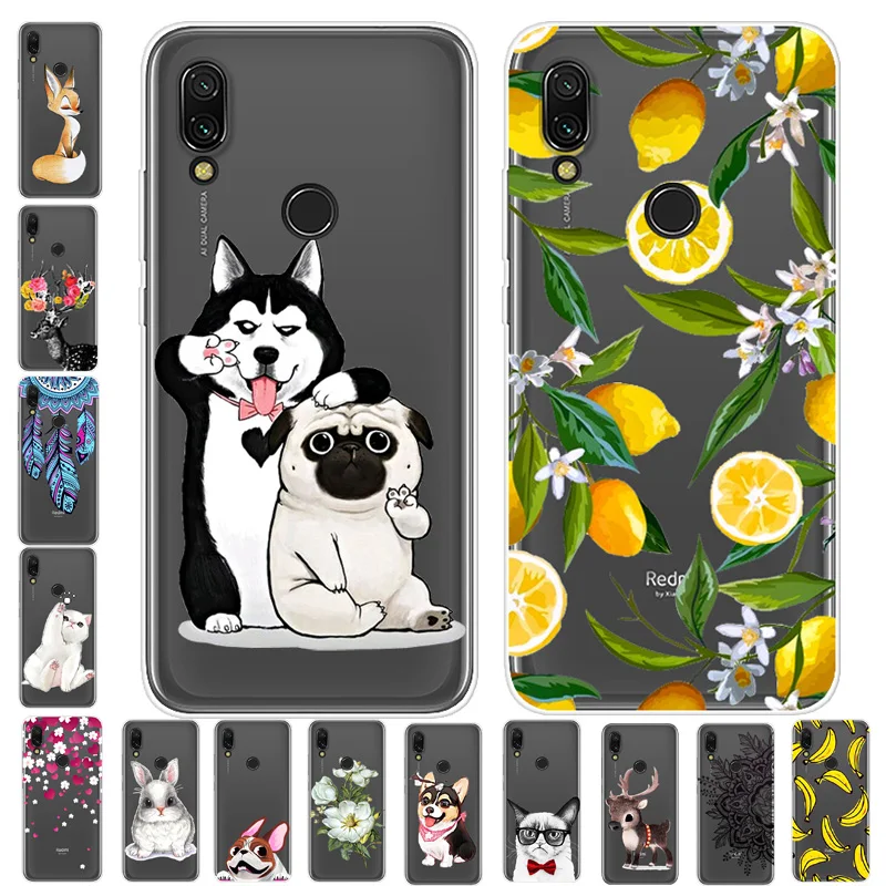 

For Xiaomi Redmi 7 Case TPU Silicone Soft Floral Cartoon Clear Case for Xiaomi Xiomi Redmi 7 Redmi7 Phone Back Cover Transparent
