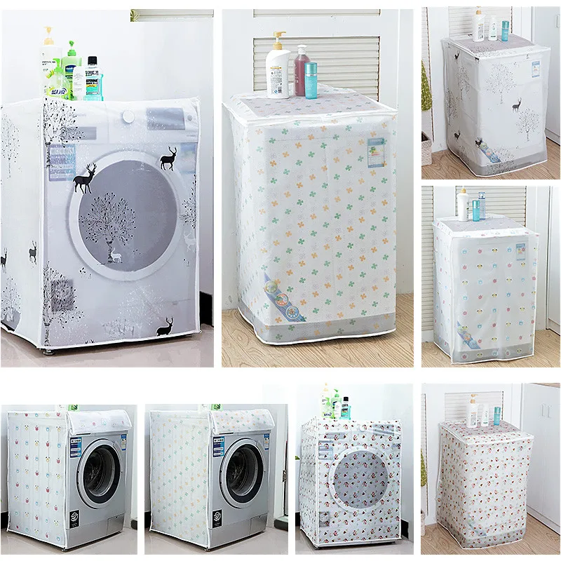 PEVA Sunscreen Dust Proof Cover Washing Machine Cover Waterproof Case Washing Machine Protective Dust Jacket Front Top Open 1PC