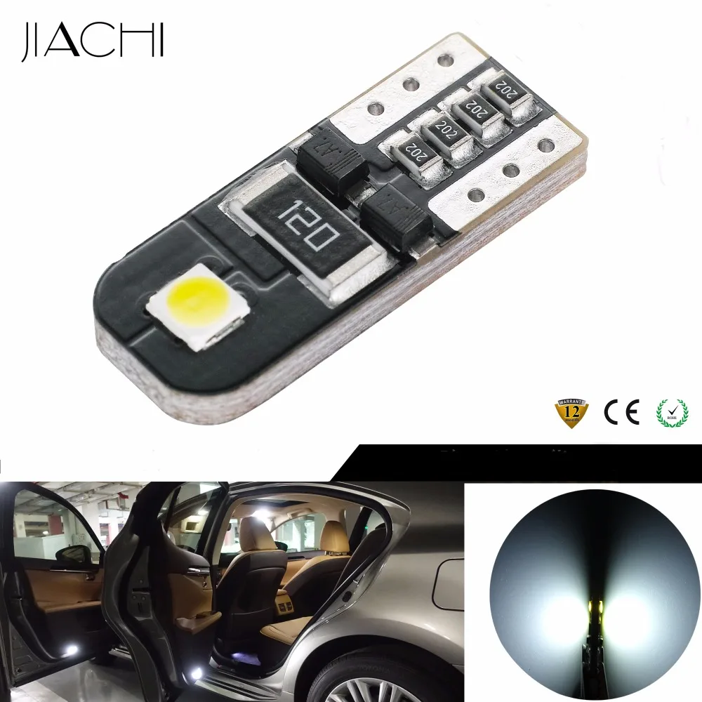 JIACHI 10 шт. W5W CANBUS светодиодный 2835 SMD 2 высокой мощности T10 194 168 2825 неполярный