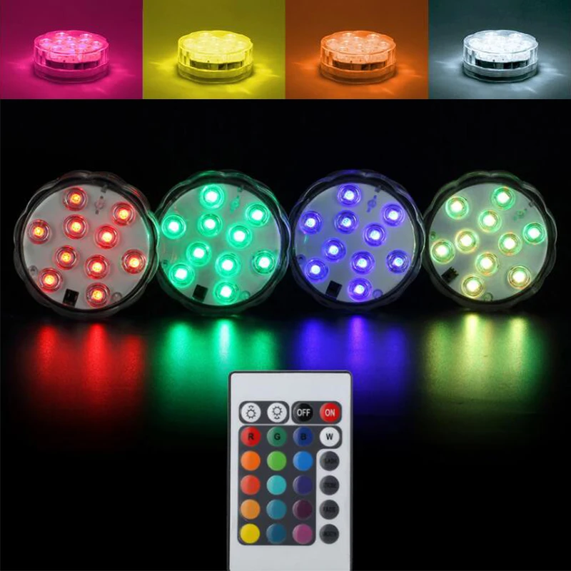 

Submersible LED Remote Controlled Underwater Light Waterproof RGB Multicolor Battery Powered Submersible Vase Decoration Lamp