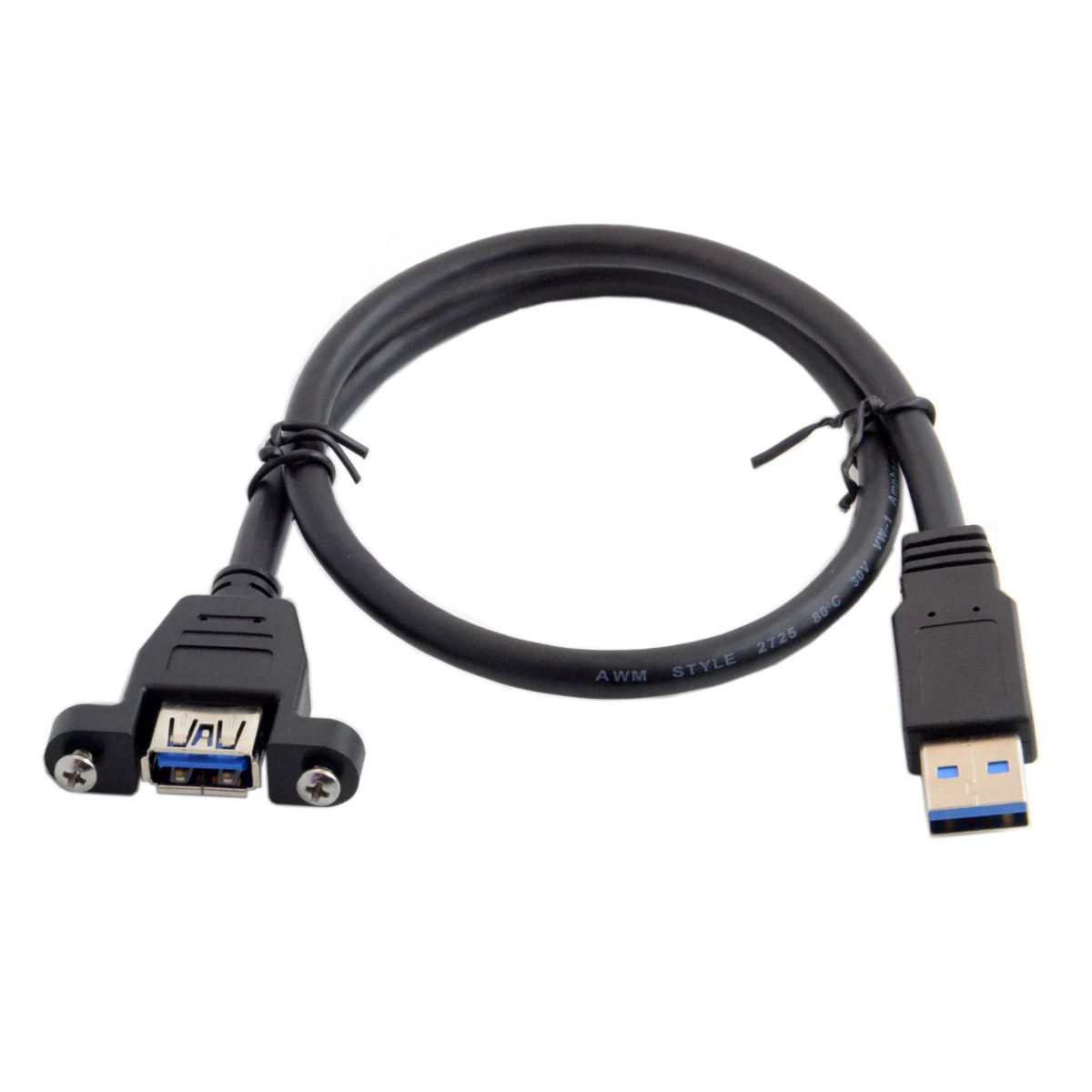 

High Quality USB 3.0 Male Female Extension Screw Panel Mount Cable 50CM