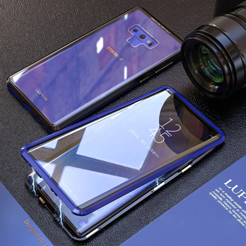 etui coque sFor Samsung S9 Plus Case Transparent Glass Armor Galaxy Cover For |