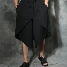 Индивидуальные Новинка года летом семь Haren bellbottoms для мужчин личности свободные волосы стилист дизайнеры оригинальные короткие кюлот