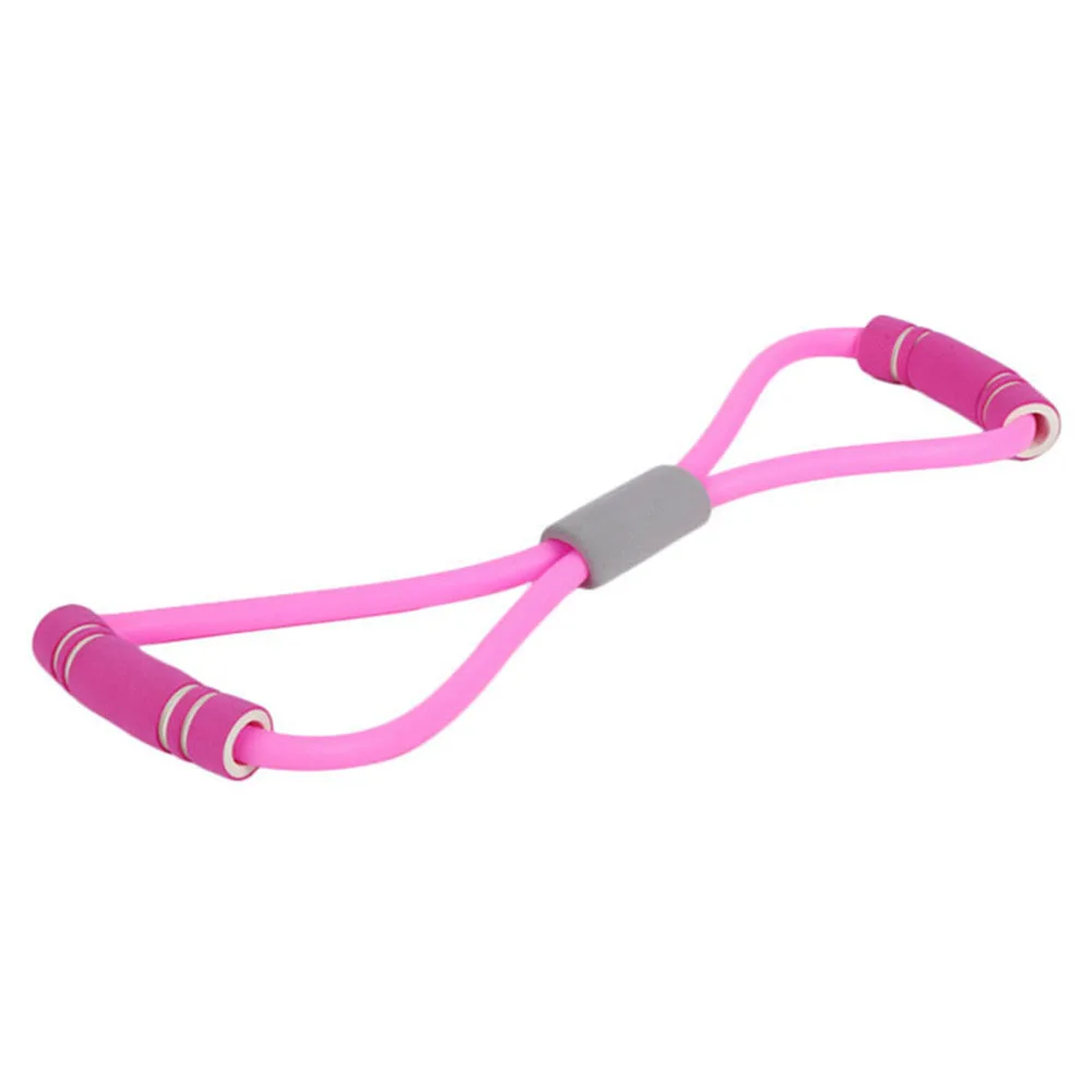 8 Форма Резиновая лента для растяжки резинка с поролоновыми ручками стрейч эластичный 8 слово грудь канат-эспандер Йога упражнения фитнес - Цвет: Розовый