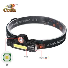 Coba стиль мини налобный фонарь cob головной светильник с 2 режимами яркости регулируемое использование перезаряжаемый портативный светильник для рыбалки
