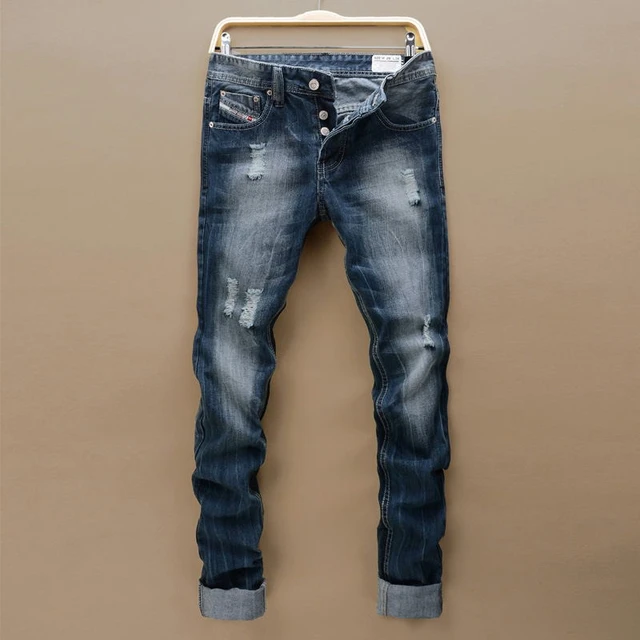 2016 New Ripped jeans men Straight Fashion Designer Robin Jeans,Brand ...