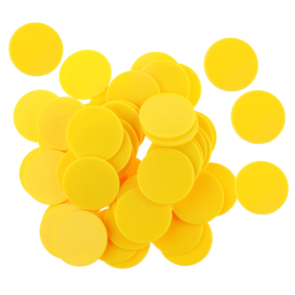 50pcs Casino Poker Chips Poker Game Board Game Chip DIY Craft 40mm Yellow