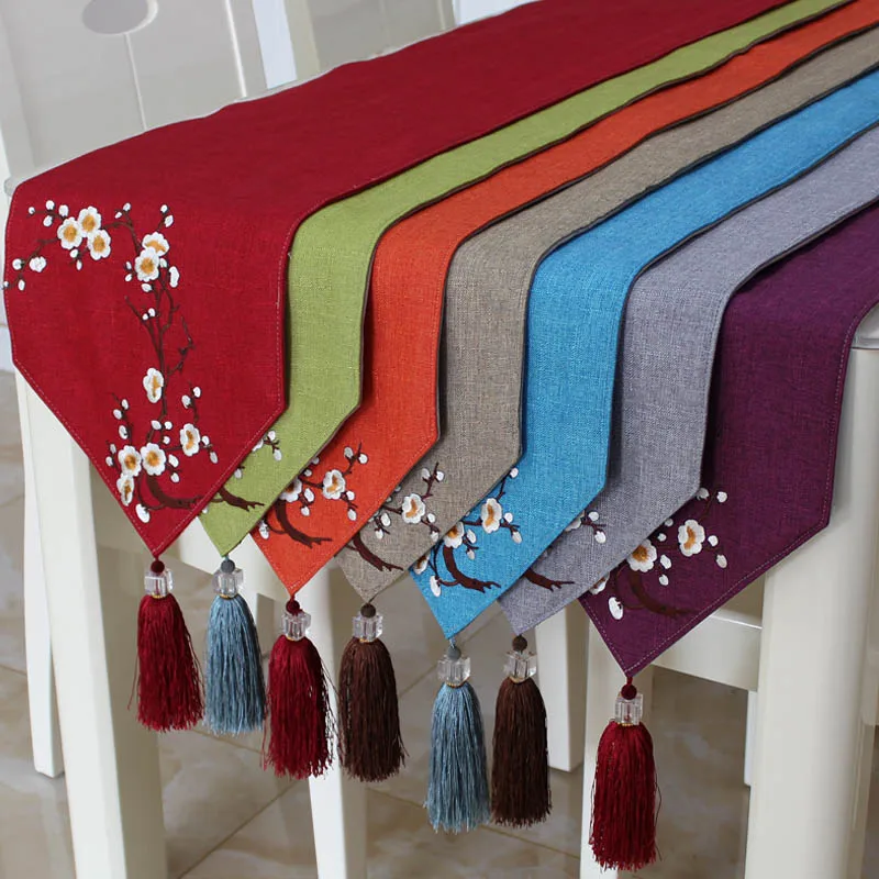 

Rustic Natural Jute Decor Tablecloth Imitated Linen Table Cover Embroieded Table Runner for Wedding Part Table Decornation