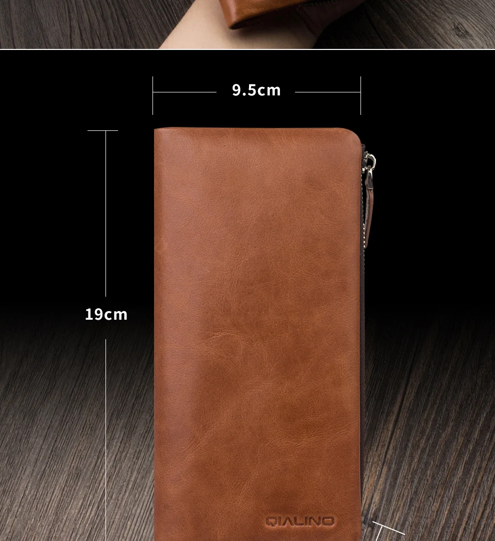 QIALINO Genuine Leather Wallet Cover for Apple for iPhone 8 Pure Handmade Pouch with Card Slot Case for iPhone 8 Plus 5.5 inch iphone 8 plus leather case