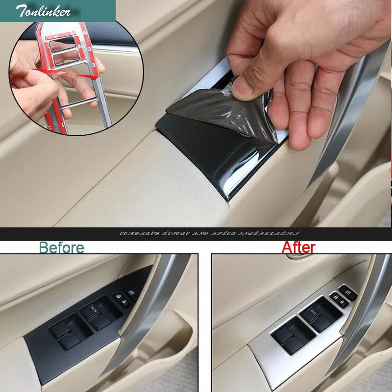 

Cover Case Stickers for TOYOTA corolla 2014-17 Car Styling 4 PCS stainless steel door interior windows lift button cover sticker