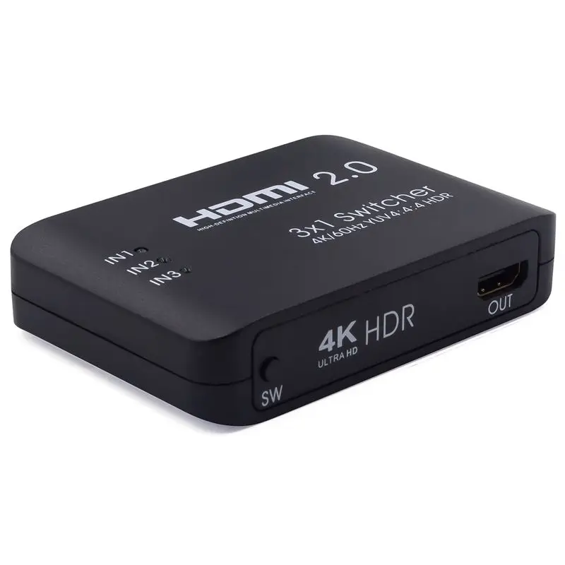 3x1 HDMI коммутатор 4 к 60 Гц 4:4:4 UHD HDR HDCP 2,2 CEC 18 Гбит/с ультра тонкий