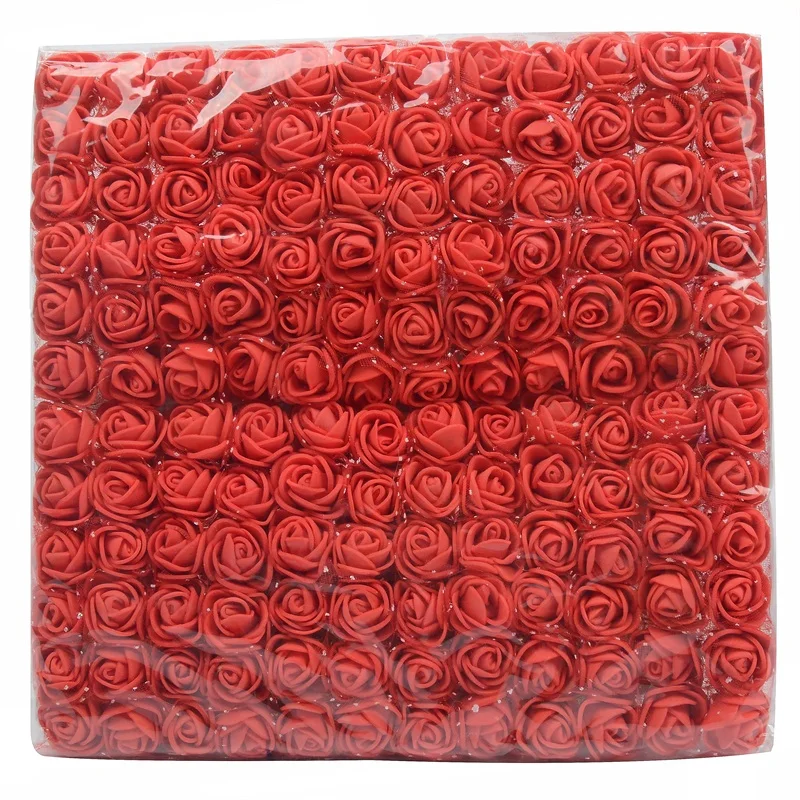 144pcs Artificial Flowers 2cm Mini Foam Rose Artificial Flower Bouquet Wedding Flower Decoration Scrapbooking DIY Wreath Fake Rose Flowers