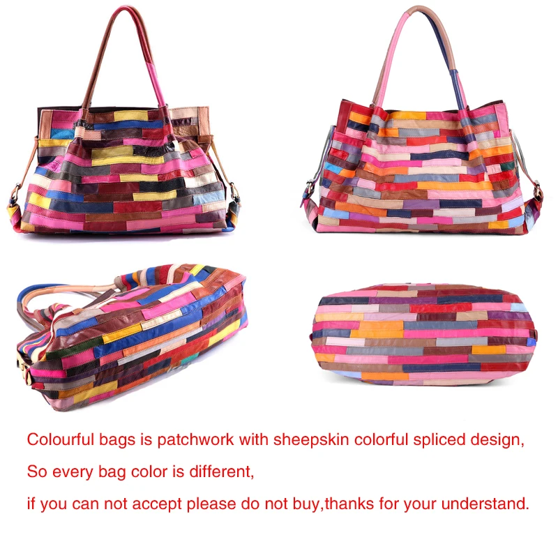 Женская сумка тоут из натуральной овечьей кожи в стиле пэчворк|shoulder bags for women|brand