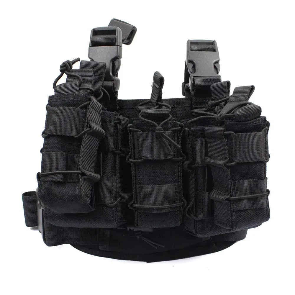 TTGTACTICAL Tactical Drop Leg Rig со съемным двойным штабелером Mag Pouch& 1 одиночный Mag Pouch, Molle Drop Leg Platform - Цвет: Black