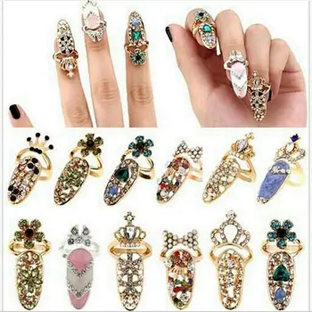 

20pcs / lot mixed Fashion accessories jewelry New Exquisite Rhinestone Nail Ring Knukle Ring gift for women girl wholesale