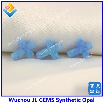 

(5pcs/lot) 9*12mm synthetic baby light blue opal Cross gems stone for pendant necklace with cheaper price for free shipping