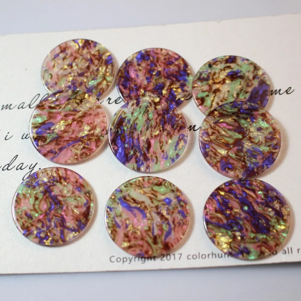 

Spring style 30pcs/lot 29mm color pattern print geometry rounds shape acrylic beads diy jewelry earring/garment pendants