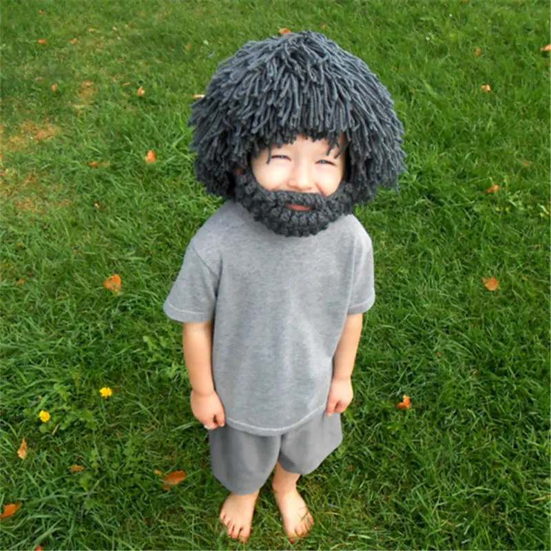 

Wholesale Winter Cute Hat Wig Beard Hats Hobo Mad Scientist Rasta Caveman Knit Men Caps Gift Funny Hat Beanies Kid