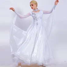 Белые платья для участия в конкурсах бального танца, для женщин Бальные платья Румба стандартные танцевальные платья бальное платье, для вальса платья Одежда для танцев