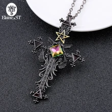  Vintage Gothic Cross Statement Necklace Triangle Pentagram Geometric Necklace Women Jewellery Hip Hop Men Joyas 