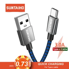 Suntaiho USB Type C Cable for Xiaomi redmi note 7 Type-c USB C Cable Mobile phone wire data cord Fast Charging for huawei P30 PR