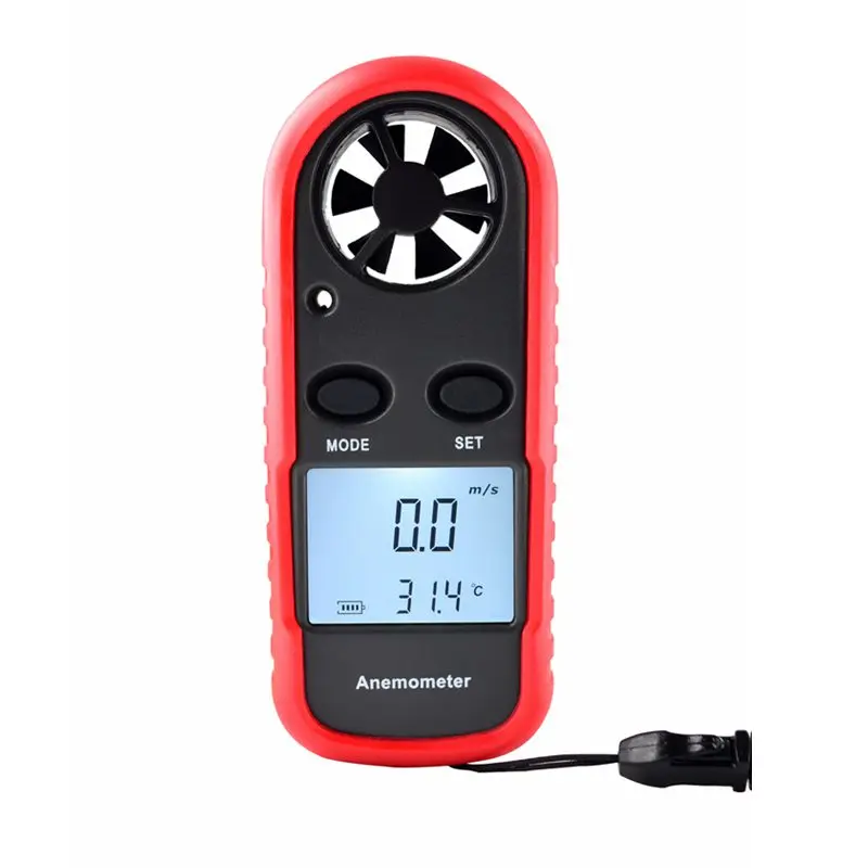 Digitaler Anemometer Windgeschwindigkeitsmesser Windmessung Temperatur LCD 30M/S 