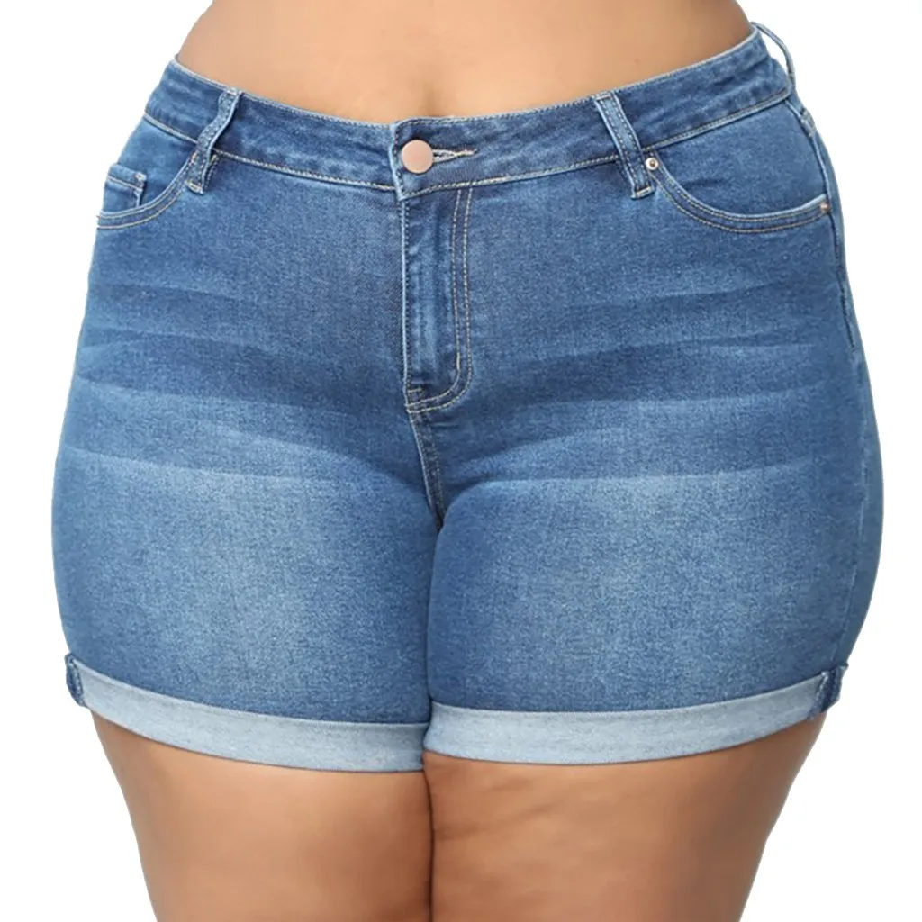 

Fashsiualy New Women Summer Short Jeans Denim Female Pockets Wash Denim Shorts Drop Ship