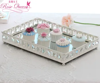 

ROSE QUEEN 3165metal silver cake stand Square fruit glass plate wedding home decoration