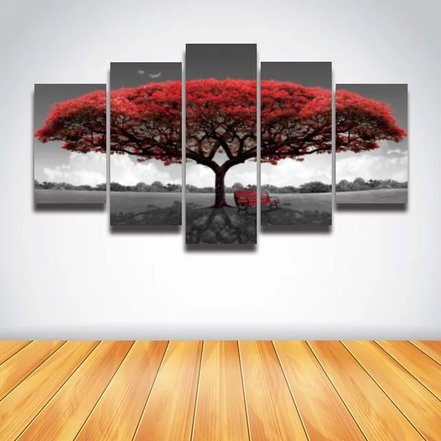 Painting For Bedroom aliexpress : buy 5 panel printed red tree art scenery Painting For Bedroom aliexpress : buy 5 panel printed red tree art scenery