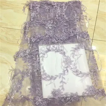 

african lace fabric with sequins 450*135CM Tassels hot sequin fabric high quality tulle sequins lace fabric for evening dresses