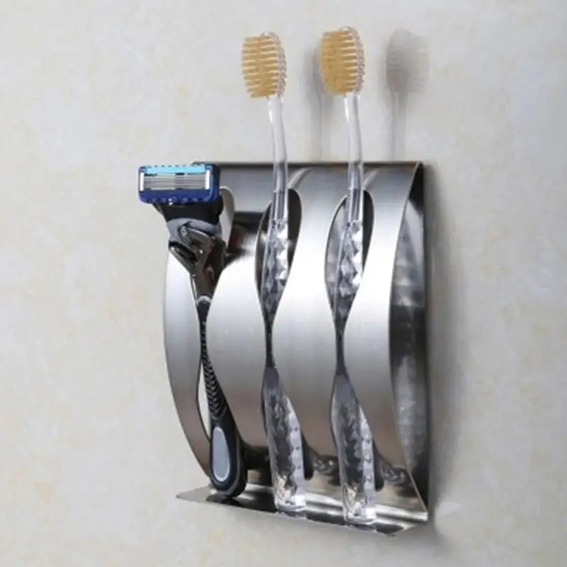 Держатель для зубной щетки из нержавеющей стали с настенным креплением, 2,3 отверстий, самоклеющаяся зубная щетка, органайзер, мыльница, аксессуары для ванной комнаты
