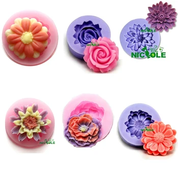 

Mini 3D flower fondant mold 6pcs/set