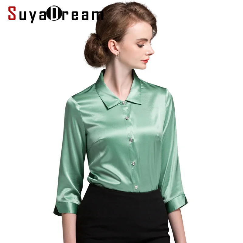 Buy Silk Blouse Office lady Silk Satin Half sleeved