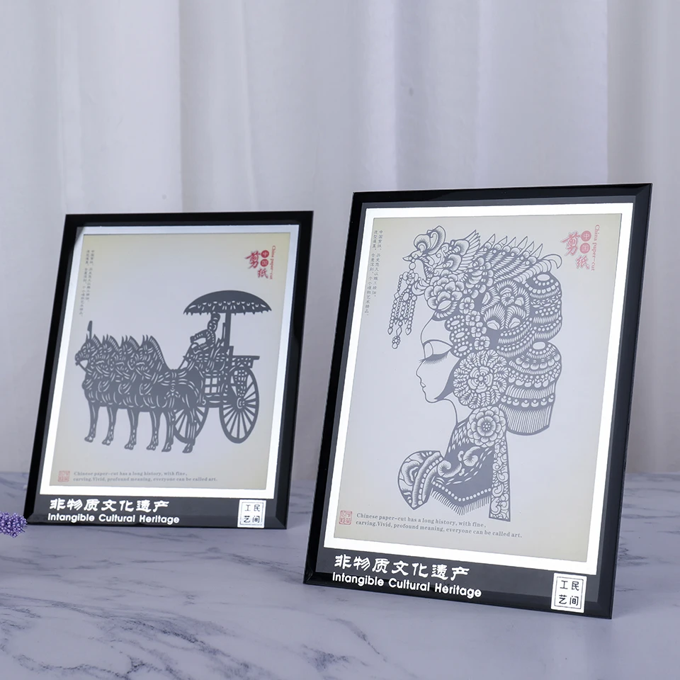 

Chinese classical folk art home decor crystal frames terra-cotta warriors historical figures paper-cut art figurines miniatures