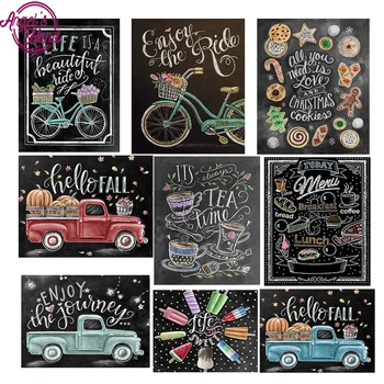 

Black Background Letters Mosaic Drill Resin 5D Diy Diamond Painting Embroidery Cross Stitch Kit Landscape Needlework Decoration