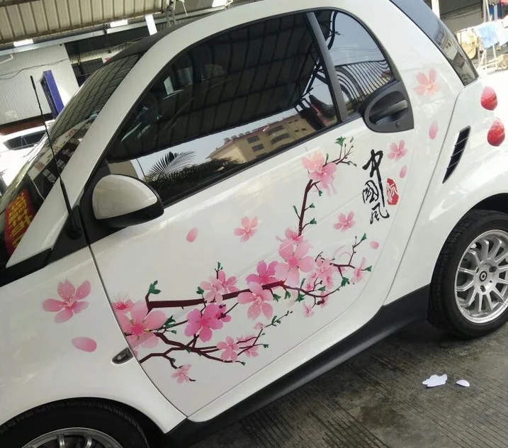 

Pink Flower Car Stickers Car-styling Vinyl Fresh Customize for your vehicle Waterproof Sunscreen No Color Fading Durable