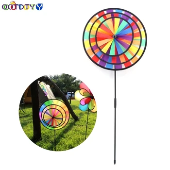 

Rainbow Wind Spinner Colorful Windmill Cute Cartoon Animal Winnower Kids Toy Triple wheel Nov