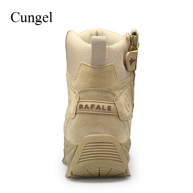  Cungel Men Military Combat boots Breathable Outdoor Hiking shoes Desert Trekking Climbing boots Arm