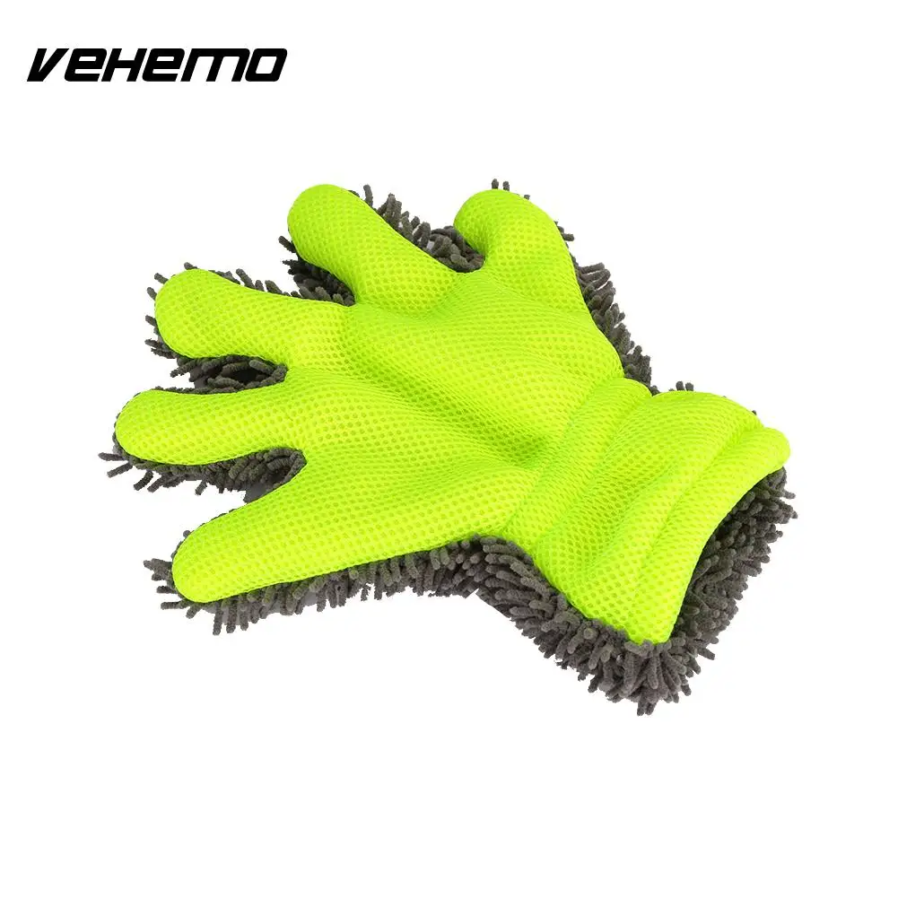 Vehemo Full Finger Cleaning Glove Car Wash Glove Car Care Cleaning Cloth Hard Wearing Brush Soft