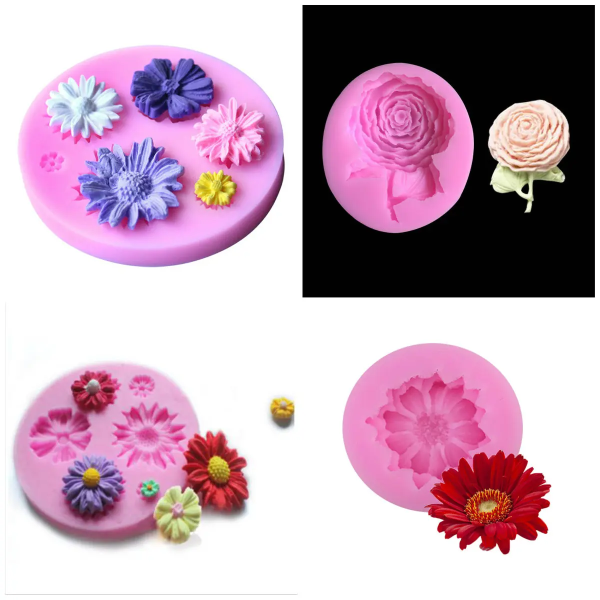 1pc Daisy Rose Flower Sugarcraft Flower silicone mold fondant mold cake