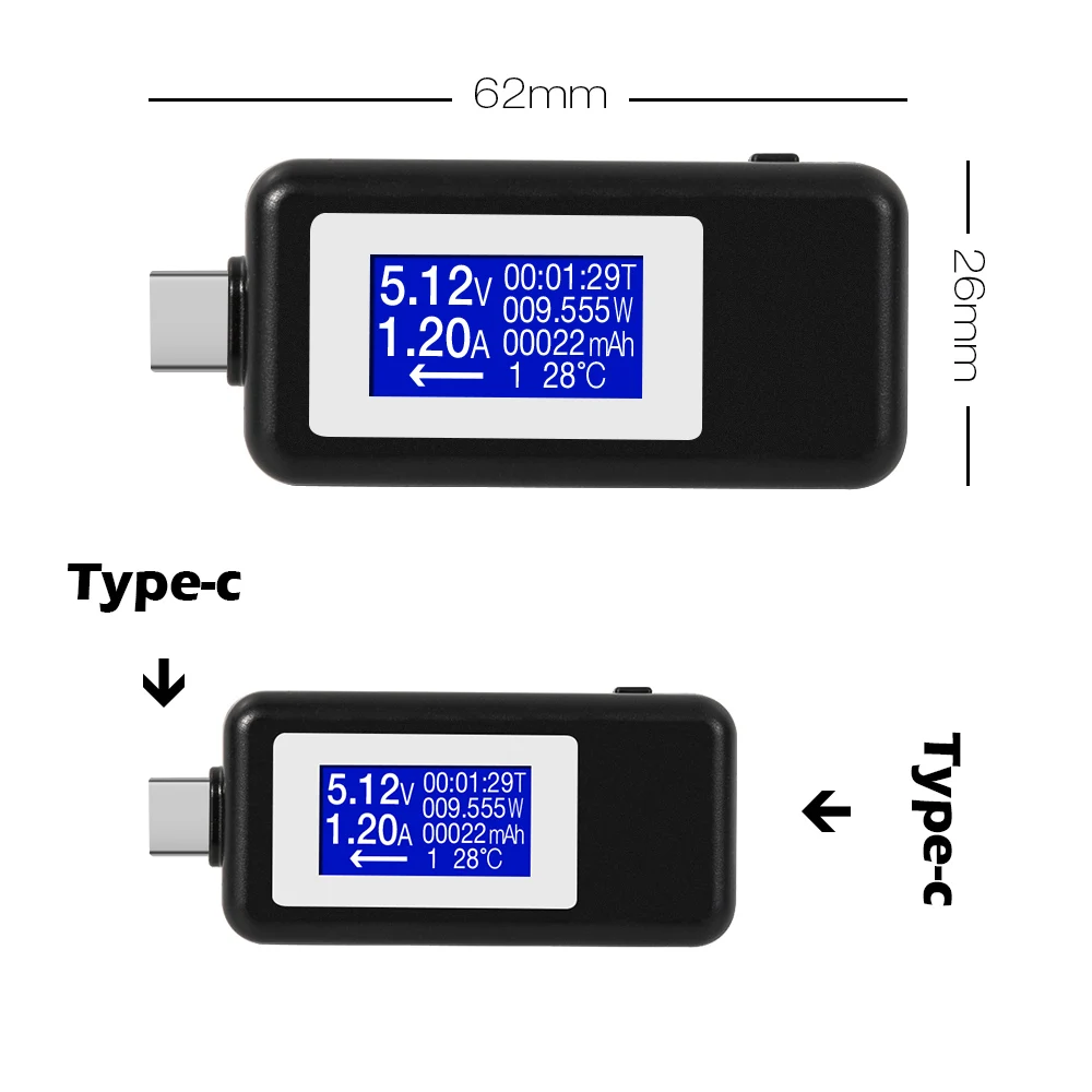 Тип-c USB Тестер DC Цифровой вольтметр Usb тестер напряжение измеритель тока Амперметр детектор power Bank зарядное устройство вольтметр с индикатором