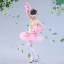 Детская балетная танцевальная юбка с маленькими лебедями и блестками, одежда для выступлений для девочек, мягкая новая детская юбка-американка, спортивная одежда