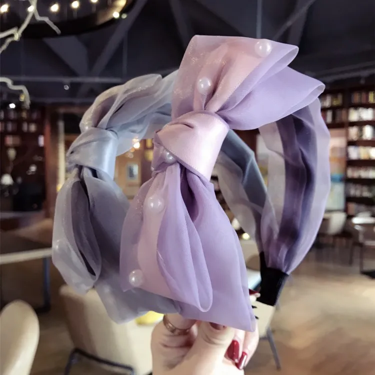 

Korea Flowers Hand Made Yarn Pearl Retro Hair Accessories Diamond Hair Band Hair Bows Flower Crown Headbands For Women 4