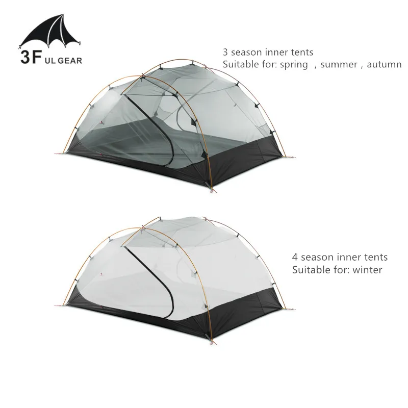 DHL 3F UL снаряжение 3 человека 4 сезона 15D палатка для кемпинга уличная Ультралегкая походная альпинистская охотничья водонепроницаемая палатка