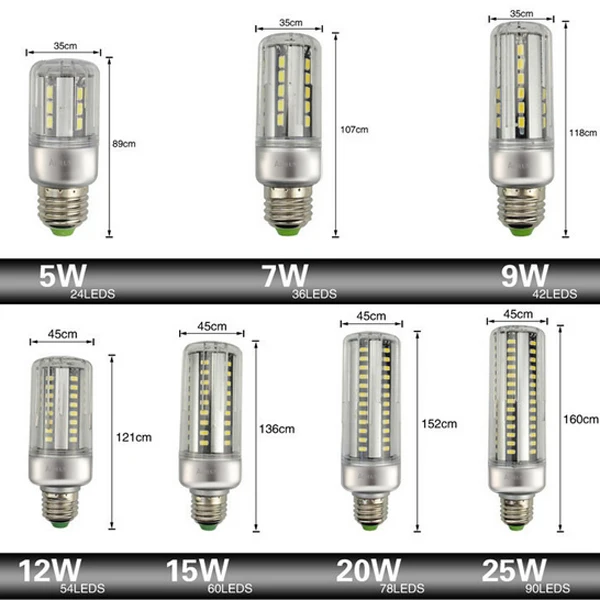 ARILUX светодиодный светильник E27 E14 5 Вт 7 Вт 9 Вт 12 Вт 15 Вт 20 Вт 25 Вт 5736 SMD алюминиевый без мерцания кукурузный светодиодный светильник AC 85-265 в