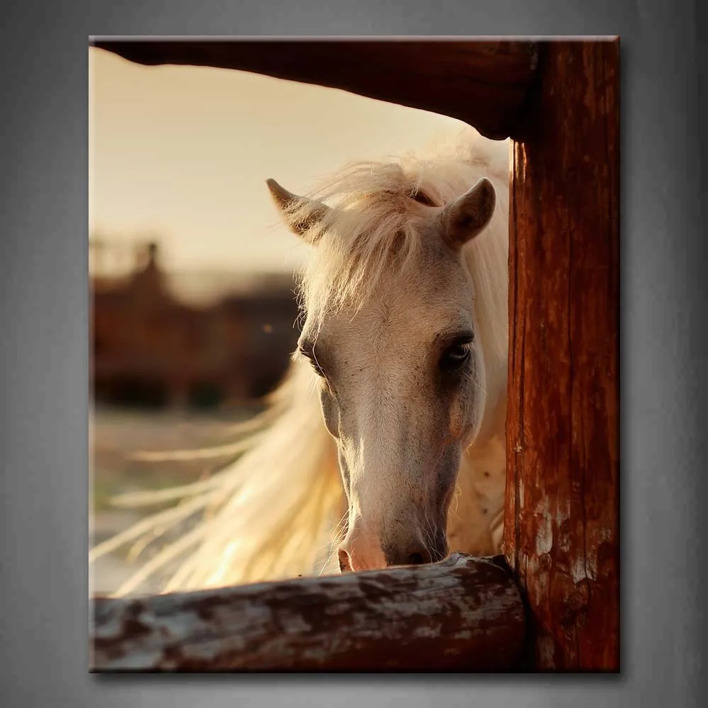

Framed Wall Art Pictures Brown Horse Ranch Canvas Print Artwork Animal Modern Posters With Wooden Frames For Living Room