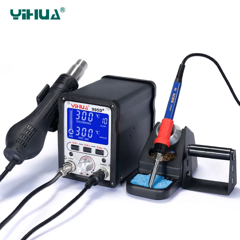 

YIHUA 995D + Desoldering iron station with hot air gun welding station plug-in for welding tools