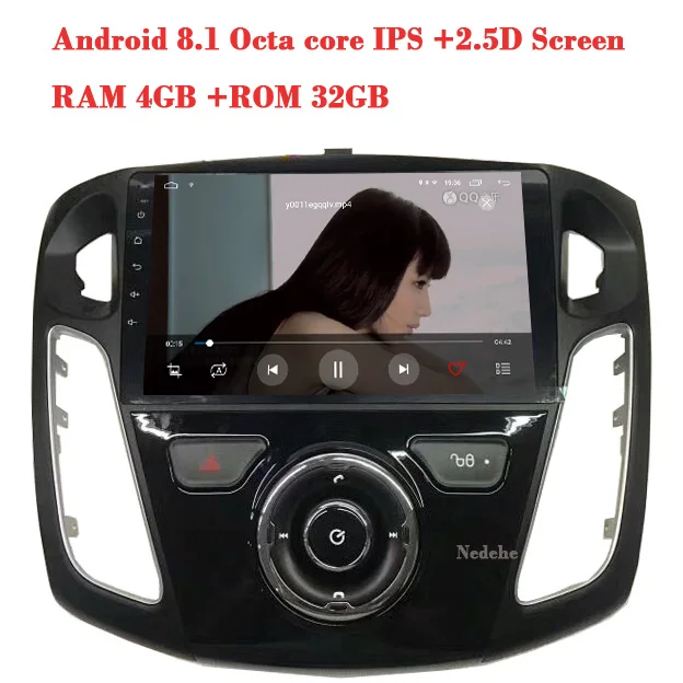 Восьмиядерный Android 8,1 автомобильный dvd gps для Ford Focus 3 2012- автомобильный магнитола стерео wifi RDS автомобильный dvd мультимедийный плеер - Цвет: Красный