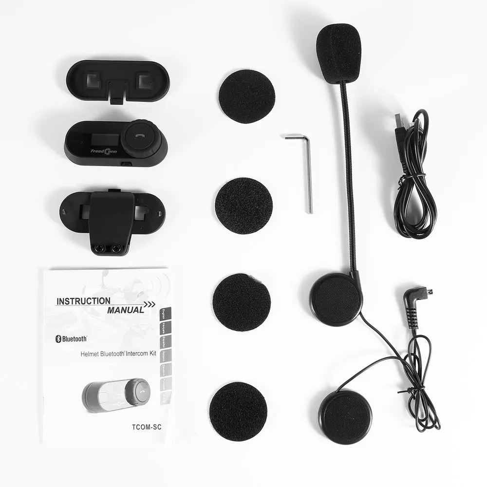 

TCOM-SC Wireless Bluetooth Motorcycle Interphone Headset 800 Meters Range Helmet Intercom LCD Screen with FM Radio